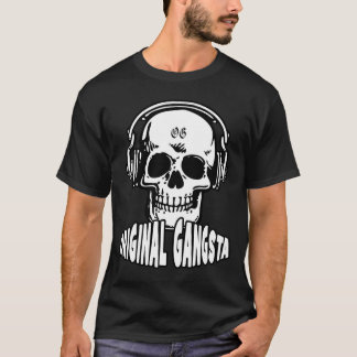 Cráneo de la camisa de DJ con los auriculares
