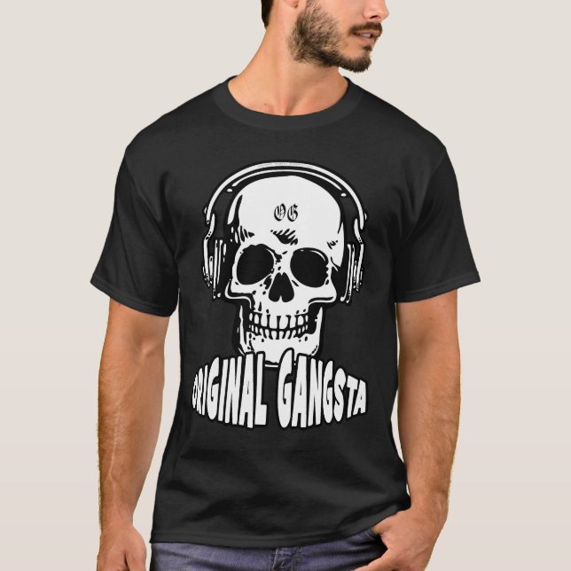 Cráneo de la camisa de DJ con los auriculares (Anverso)