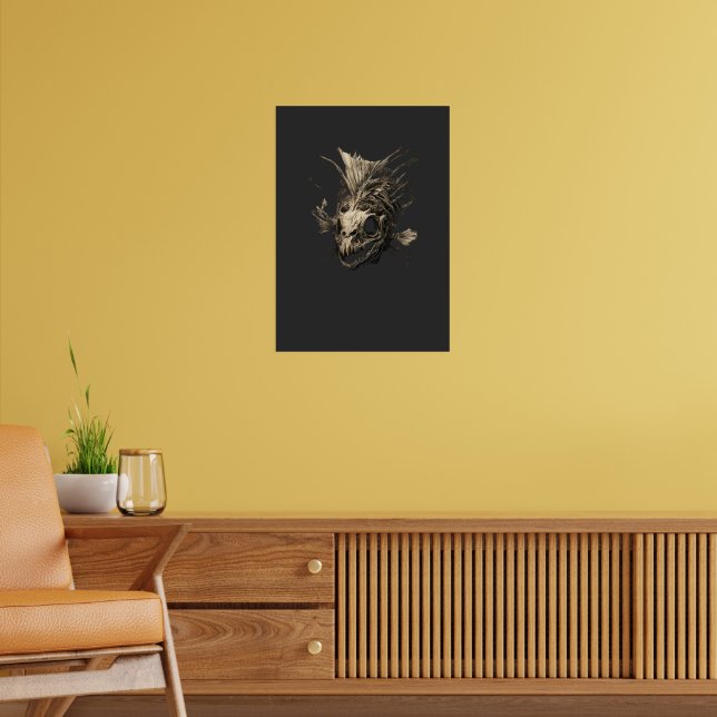 Cráneo de pez prehistórico arte oscuro grunge (Salón 2)