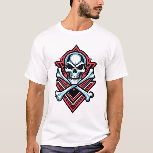 Cráneo de rock y rollo y camiseta de tatuaje (Anverso)