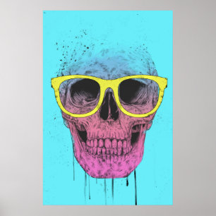 Cráneo del arte pop con los vidrios