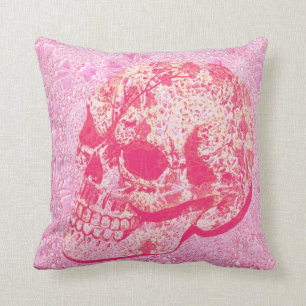 cráneo del azúcar del cordón - almohada rosada 