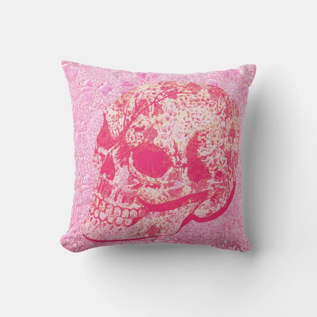 cráneo del azúcar del cordón - almohada rosada del (Anverso)