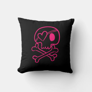 Cráneo del corazón y almohada rosados de la
