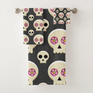 Cráneo espeluznante de Gótico kawaii con patrón de