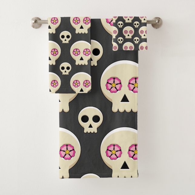 Cráneo espeluznante de Gótico kawaii con patrón de (In situ)