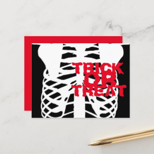 cráneo, esqueleto invitaciones de halloween postal