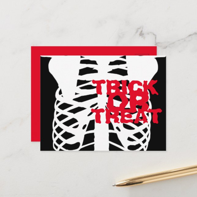 cráneo, esqueleto invitaciones de halloween postal (Anverso/Reverso In Situ)