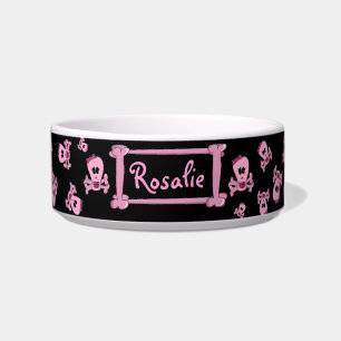 Cráneo femenino rosado con el cuenco personalizad