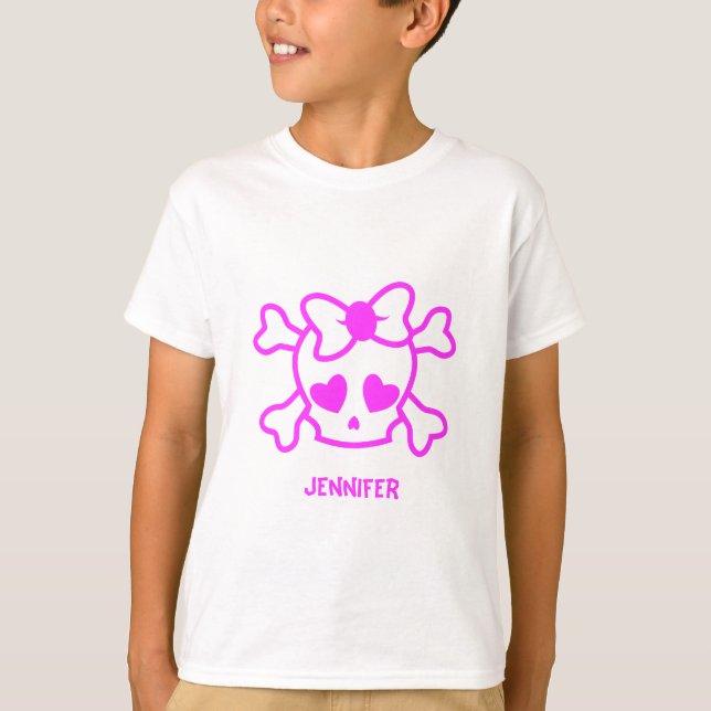 Cráneo femenino rosado del emo con la camisa del (Anverso)