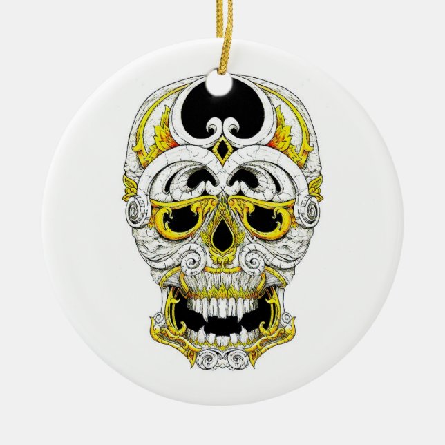 Cráneo gótico del ornamento del dibujo animado del (Frente)