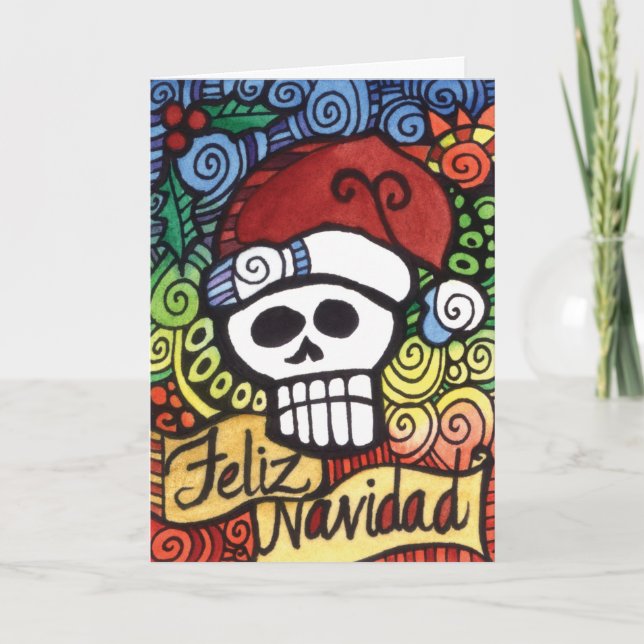 Cráneo mexicano Santa del azúcar de Feliz Navidad (Anverso)