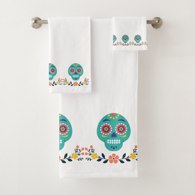 Cráneo moderno de caramelo azul rosa blanco (In situ)