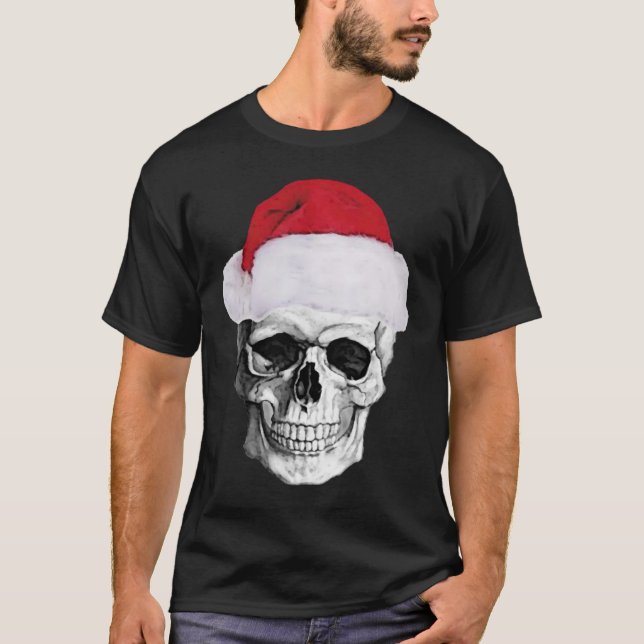 cráneo Papá Noel, camiseta de Navidad (Anverso)