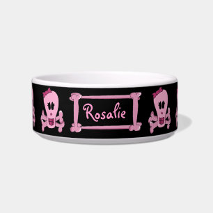 Cráneo punky rosado con el cuenco personalizado