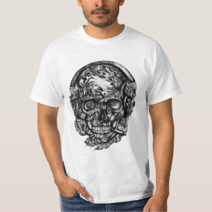 Cráneo que fuma con la camiseta de los