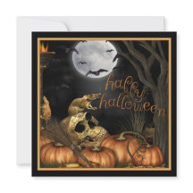 Cráneo, ratas e invitación del fiesta de Halloween