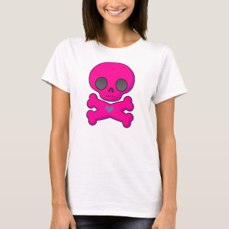 Cráneo rosa y camiseta de los huesos cruzados