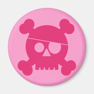 Cráneo rosado del pirata - imán