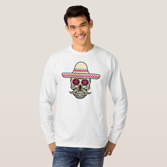 Cráneo simple de Día de Muertos con camiseta de la (Anverso completo)