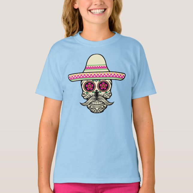 Cráneo simple de Día de Muertos con camiseta de la (Anverso)