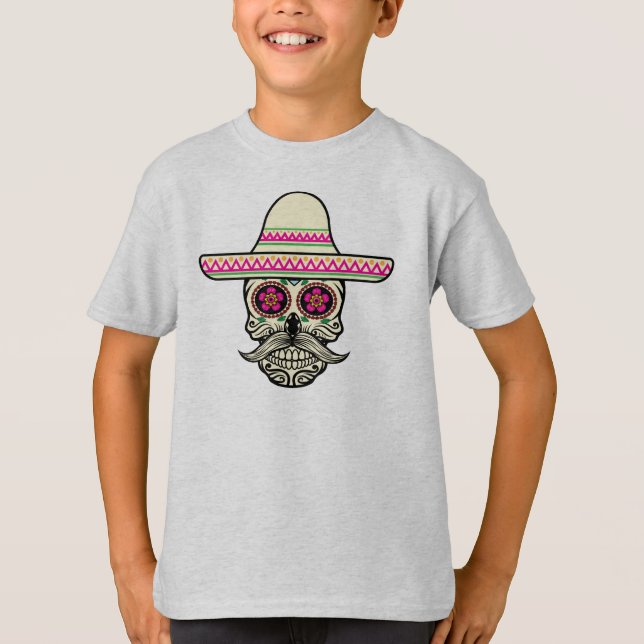 Cráneo simple de Día de Muertos con camiseta de la (Anverso)