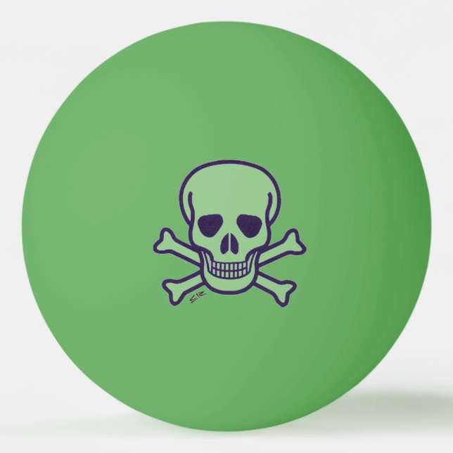 Cráneo Verde 1 estrella bola de ping pong verde (Anverso)