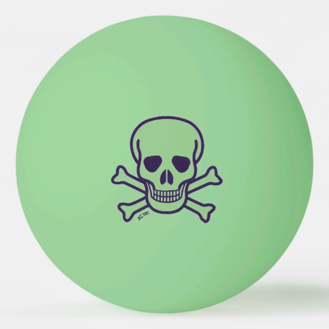 Cráneo Verde 1 estrella bola de ping pong verde (Anverso)