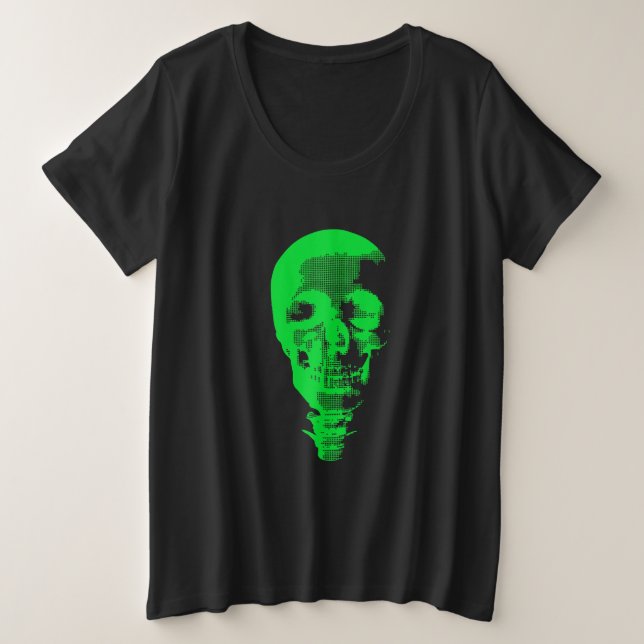 Cráneo verde Pixelado (Anverso del diseño)