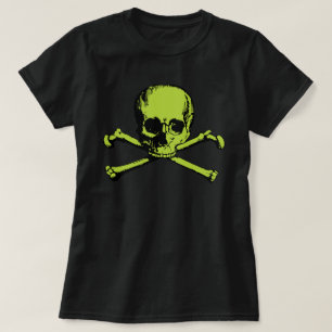 Cráneo Verde Y Camiseta De Los Crossbone