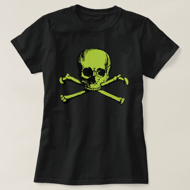 Cráneo Verde Y Camiseta De Los Crossbone (Diseño del anverso)
