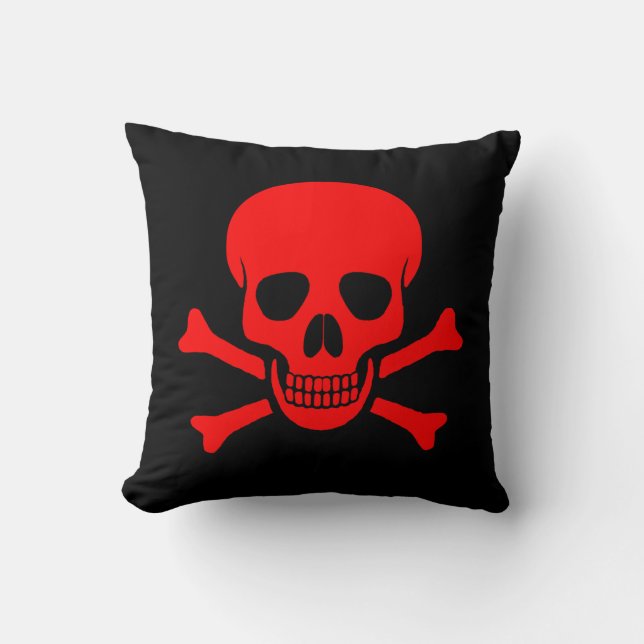 Cráneo y almohada rojos de la bandera pirata (Anverso)