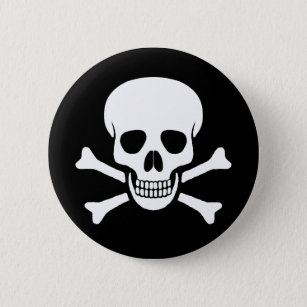 Cráneo y botón de la bandera pirata