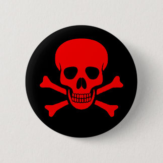 Cráneo y botón rojos de la bandera pirata