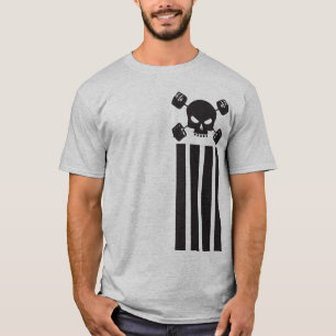 Cráneo y camisa del Barbell - camisa de las rayas