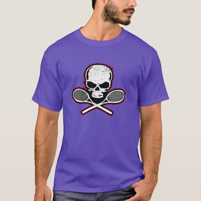 Cráneo y camiseta cruzada del tenis de las estafas (Anverso)