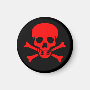 Cráneo y imán rojos de la bandera pirata