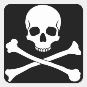 Cráneo y pegatinas cuadrados de Crossbone