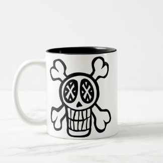 cráneo y taza de la bandera pirata