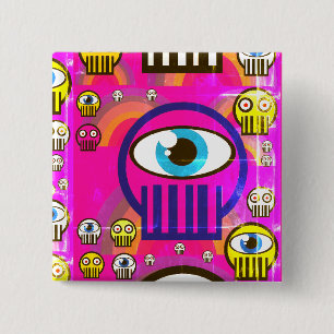 Cráneos lindos y cráneos extranjeros en el botón