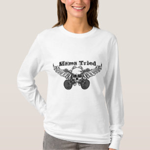 Cráneos y guitarras camiseta de "mamá Tried"