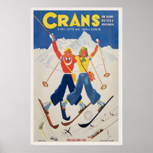 Crans Suiza Suiza Póster Vintage de Esquí