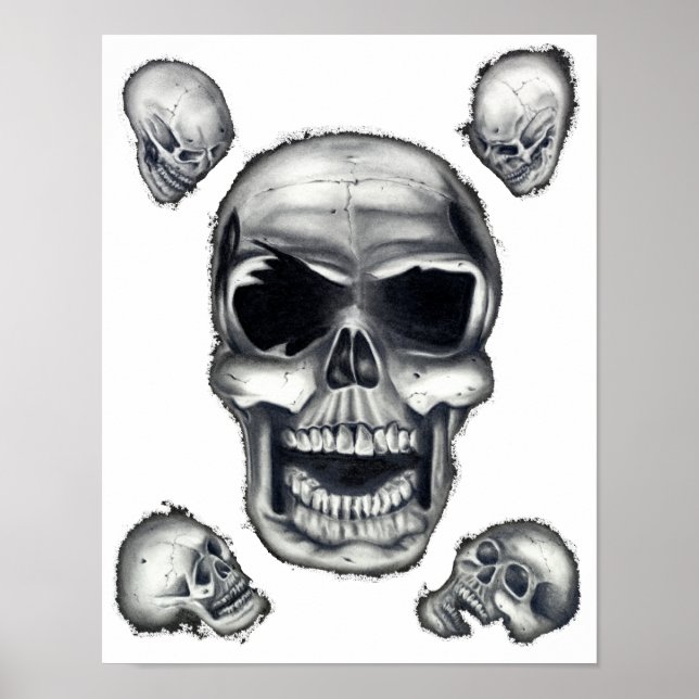 Cránulos humanos Arte Poster blanco (Frente)