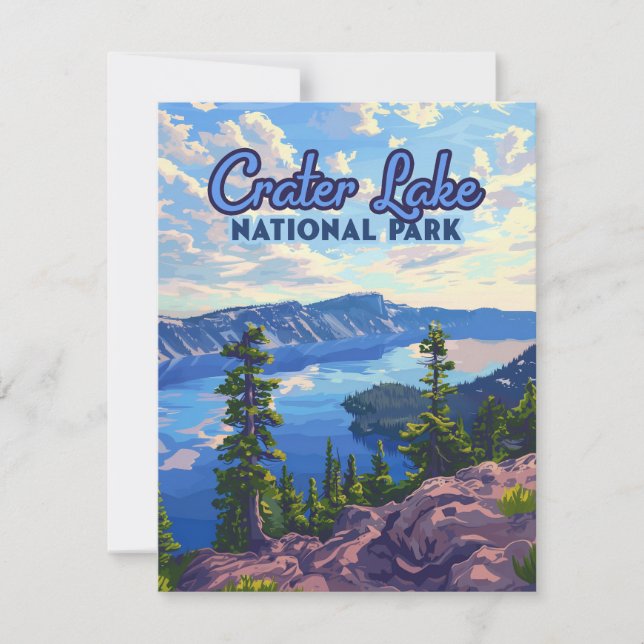 Crater Lake National Park Oregon Retro Card (Anverso)
