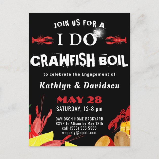 Crawfish Boil I DO Engagement Party Invitación (Anverso)