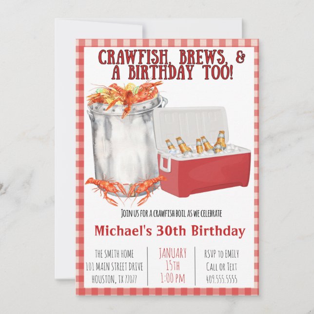 Crawfish Boil - Invitación a la fiesta de cumpleañ (Anverso)