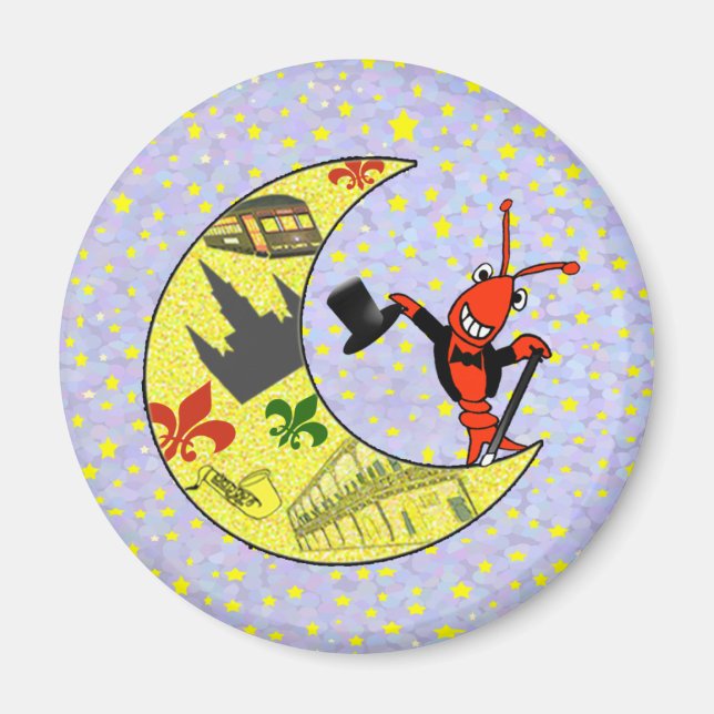 Crawfish Top Hat Crescent Moon imán (Frente)