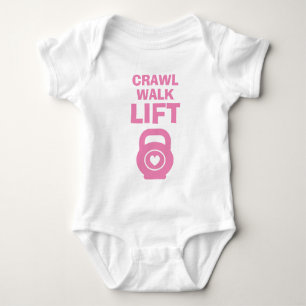 CRAWL WALK LIFT lindo timbre rosado para bebé body