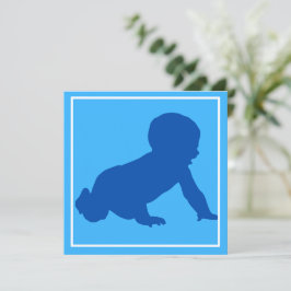 Crawling baby Blue Baby Shower Invitación