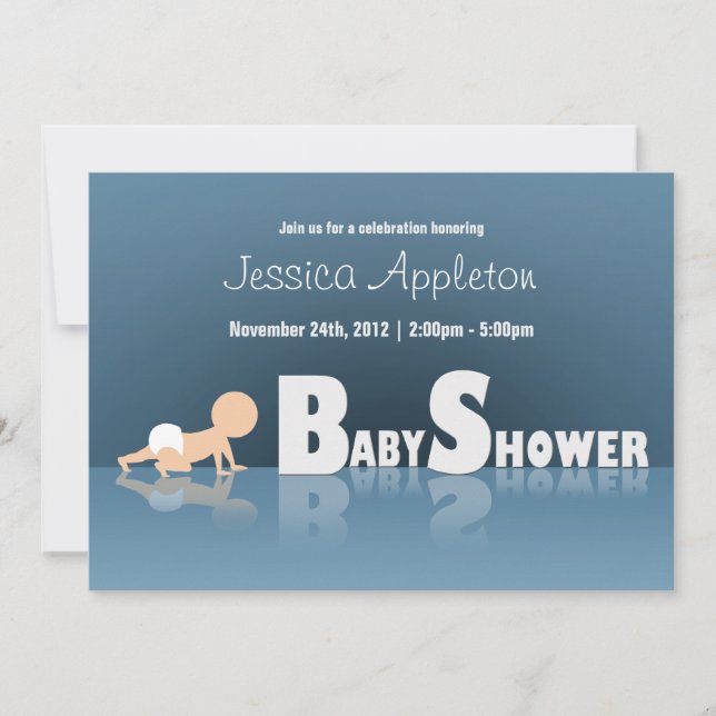 Crawling Baby Reflection Baby Shower Invitaciones (Anverso)